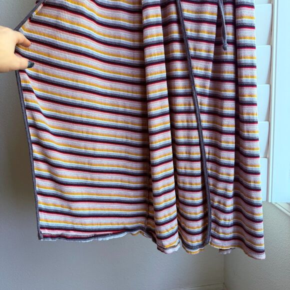 All in Favor Ribbed Wrap Dress in Multicolor Stripes - Picture 10 of 14